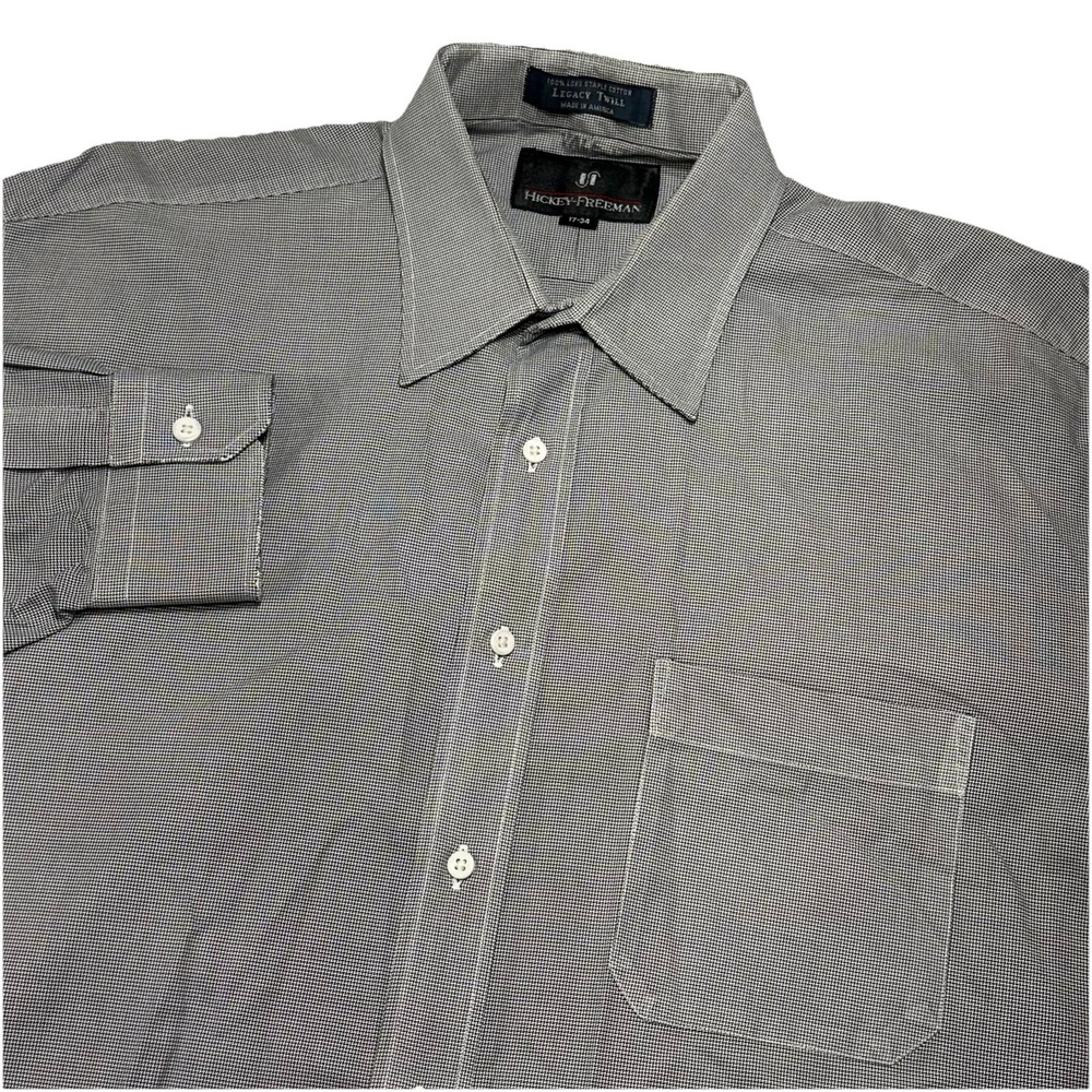 Hickey Freeman Legacy Twill Button Up Shirt Long Staple Cotton Made In America